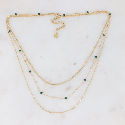 Collier 3 rangs Vanessa - pâtes de verre