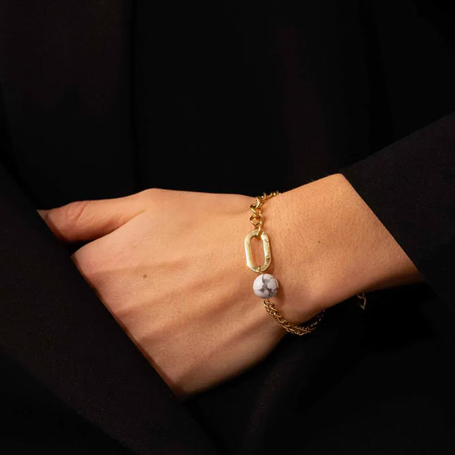 Avery Bracelet - UNISEX - link and natural stone bead