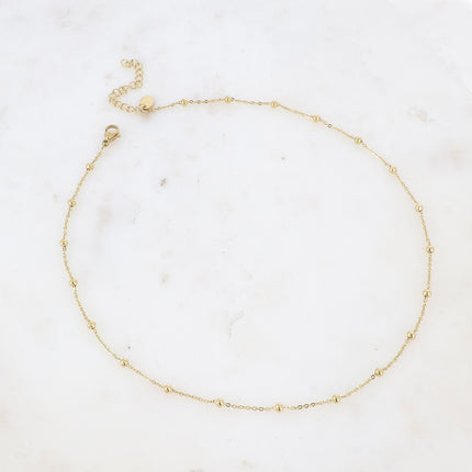 Collier - chaîne forçat et boules 40+5CM