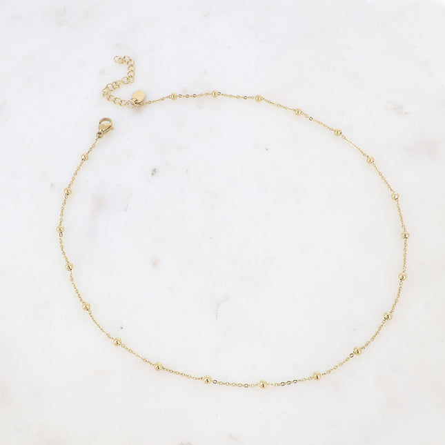 Collier - chaîne forçat et boules 40+5CM