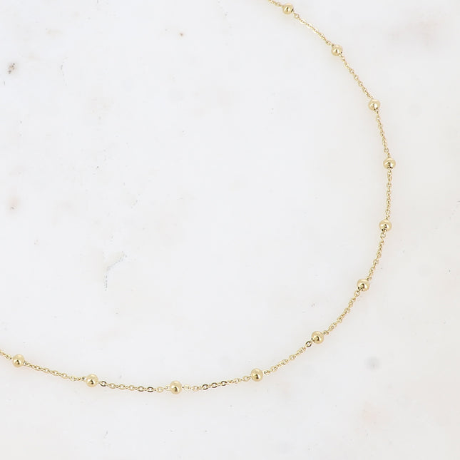 Collier - chaîne forçat et boules 40+5CM