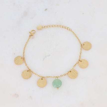 Bracelet Novalie - pastilles zébrées et pierre naturelles