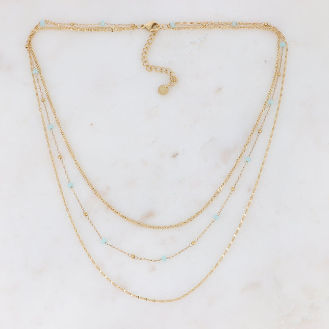 Collier 3 rangs Vanessa - pâtes de verre