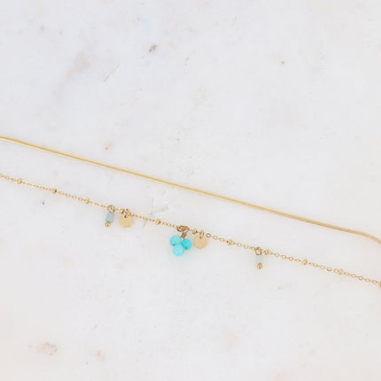 Bracelet 2 rangs Sara - pampilles et pierres naturelles