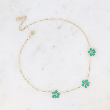 Collier Bulla - 3 fleurs émaillées