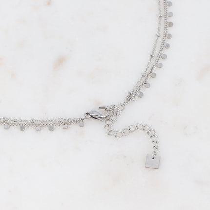 Iria 2-strand necklace - chain with round tassels and chain with beads