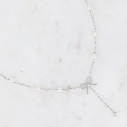 Collier en Y - perles d'eau douce et noeud