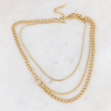 Collier Maël - UNISEX - maille gourmette et forçat + maille serpent raccordable