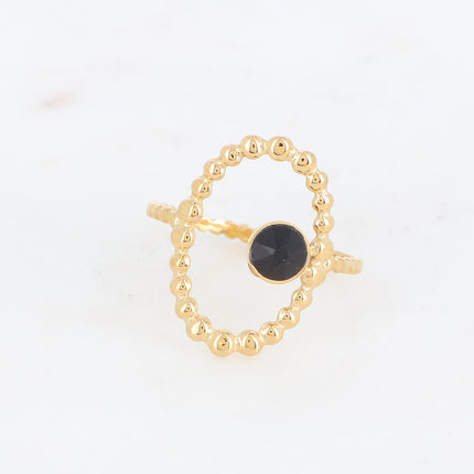 Bague ovale et bulles avec cristal