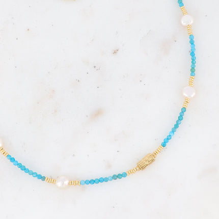 Collier sur fil avec motif d'écorce d'arbre et pierres naturelles