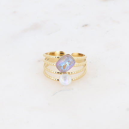Bague Lolita - 4 rangs striés avec cristaux Swarovski®