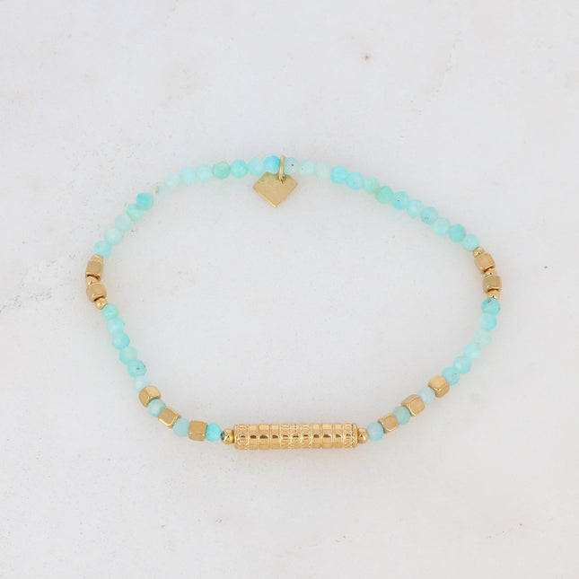 Bracelet Renay - cylindre strié et pierres naturelles