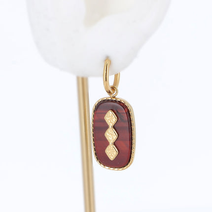 Devonne Creoles - rounded rectangular stone and 3 diamond shapes