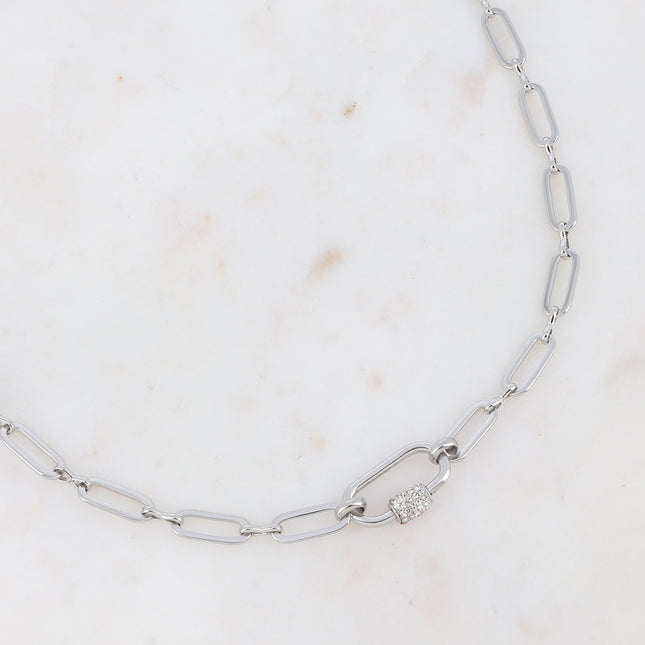 Collier avec anneau strassé dévissable
