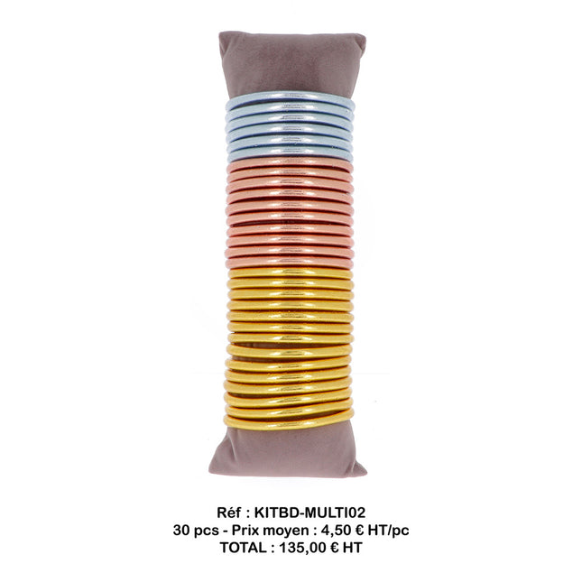 Kit de 30 joncs bouddhistes épais multicolores avec mantra. Coussin offert. Prix moyen : 4,50€ HT