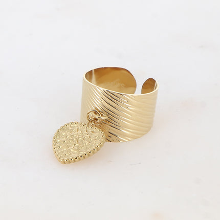 Bague Kena - pampille coeur martelée