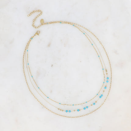 Collier 3 rangs avec pierres naturelles et émail