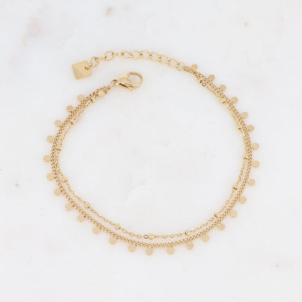 Bracelet Iria - 2 rangs, pastilles rondes