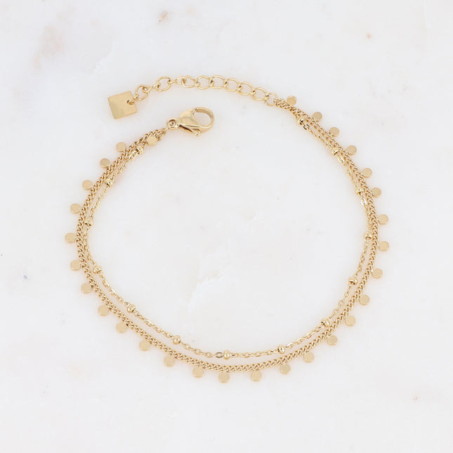 Bracelet Iria - 2 rangs, pastilles rondes