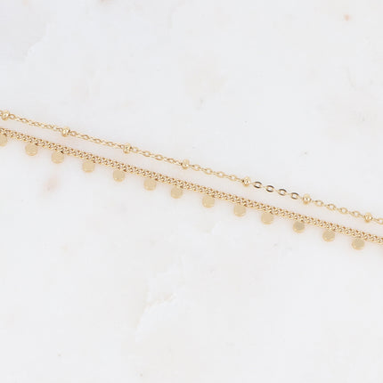 Bracelet Iria - 2 rangs, pastilles rondes