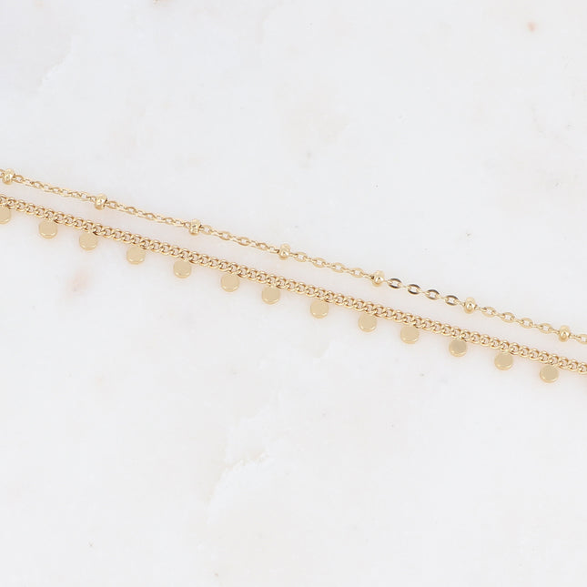Bracelet Iria - 2 rangs, pastilles rondes