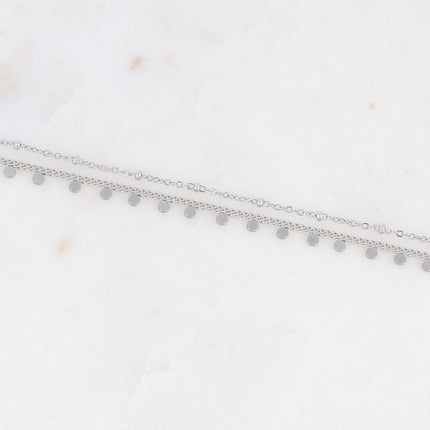 Bracelet Iria - 2 rangs, pastilles rondes