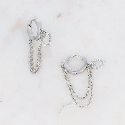 Arren Creoles - heart with double chains