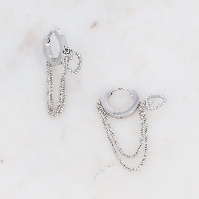 Arren Creoles - heart with double chains