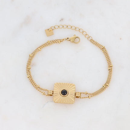 Bracelet Felise - carré gravé et pierre naturelle