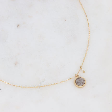 Collier Emllo - pendentif en pierre naturelle et perles d'eau douce