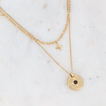 Collier Calandra multirangs - médaillon étoilé et zirconium