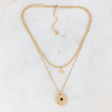 Collier Calandra multirangs - médaillon étoilé et zirconium