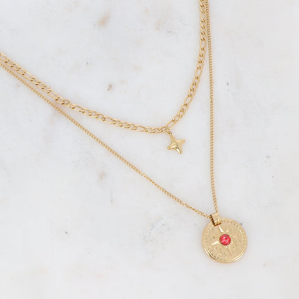 Collier Calandra multirangs - médaillon étoilé et zirconium