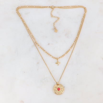 Collier Calandra multirangs - médaillon étoilé et zirconium