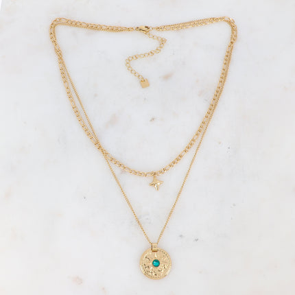 Collier Calandra multirangs - médaillon étoilé et zirconium