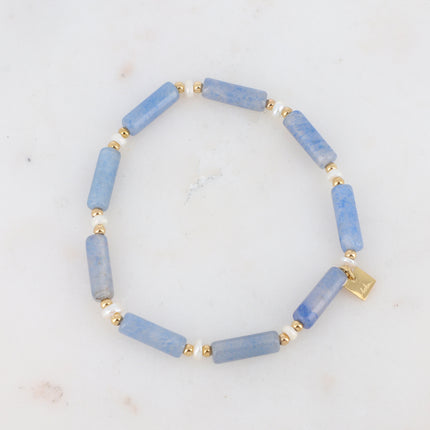 Philomène stretch bracelet with natural stone cylinders