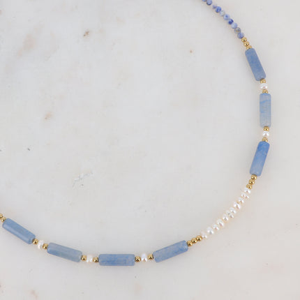 Collier Philomène avec cylindres en pierre naturelle
