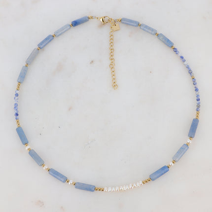Collier Philomène avec cylindres en pierre naturelle