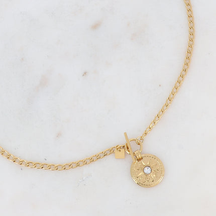 Collier Calandra - médaillon étoilé et zirconium, fermoir cabillot