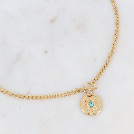 Collier Calandra - médaillon étoilé et zirconium, fermoir cabillot