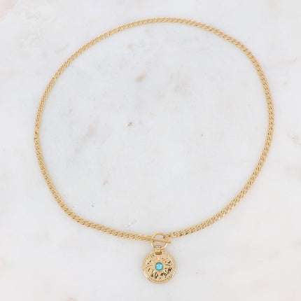 Collier Calandra - médaillon étoilé et zirconium, fermoir cabillot