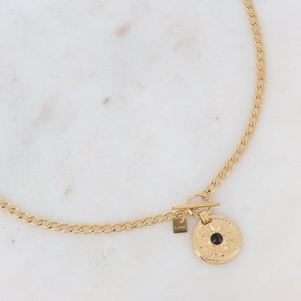 Collier Calandra - médaillon étoilé et zirconium, fermoir cabillot