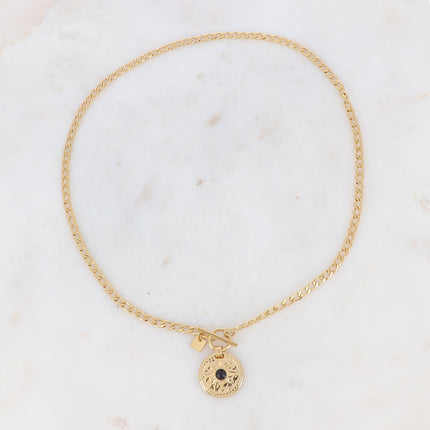 Collier Calandra - médaillon étoilé et zirconium, fermoir cabillot