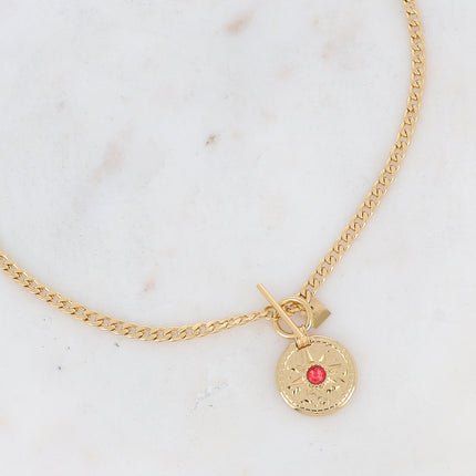 Collier Calandra - médaillon étoilé et zirconium, fermoir cabillot