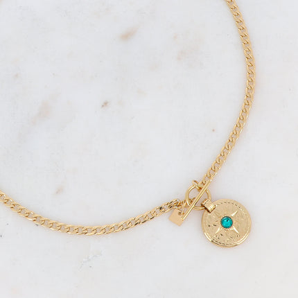 Collier Calandra - médaillon étoilé et zirconium, fermoir cabillot