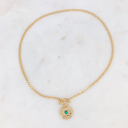 Collier Calandra - médaillon étoilé et zirconium, fermoir cabillot