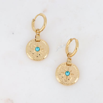 Calandra Creole earrings - star medallion and zirconium
