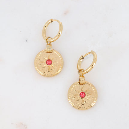 Calandra Creole earrings - star medallion and zirconium