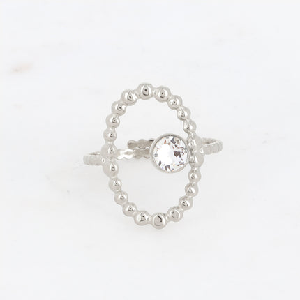 Bague ovale et bulles avec cristal