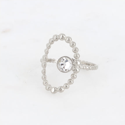 Bague ovale et bulles avec cristal